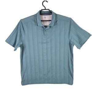 Mens Arrow Performance Teal Striped Polo Shirt Short Sleeve 100% Polyester XL